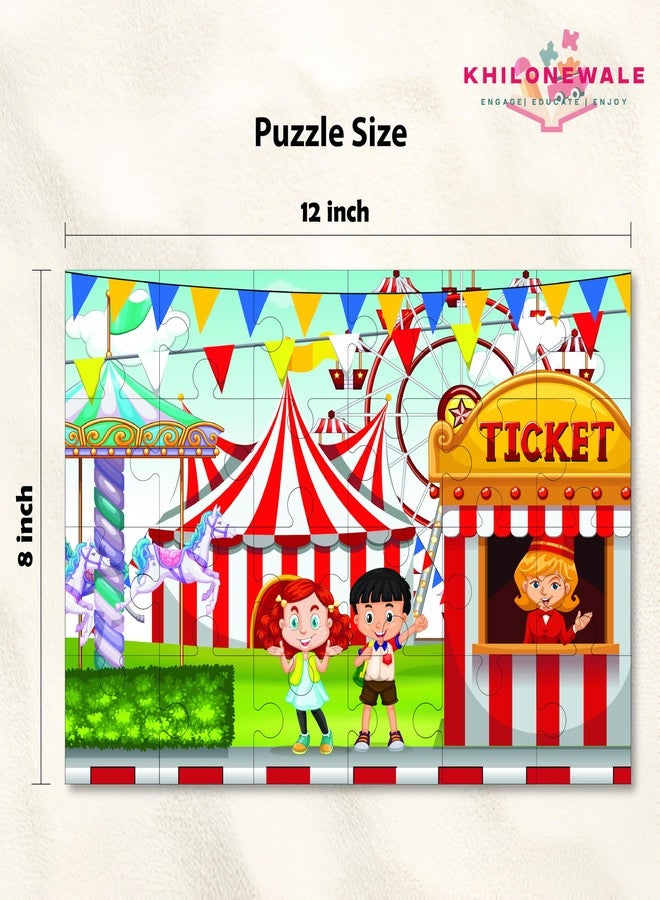 Khilonewale Combo of Wooden Farm Animal & Fair Jigsaw Puzzles for Kids - 24-Piece Educational Puzzle Toys for Toddlers & Preschoolers, Enhances Cognitive Skills & Imagination - Image 2